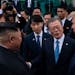 Then-President Donald Trump, then-President Moon Jae-in of South Korea, center, and Kim Jong Un, the North Korean leader, spoke in truce village of Pa