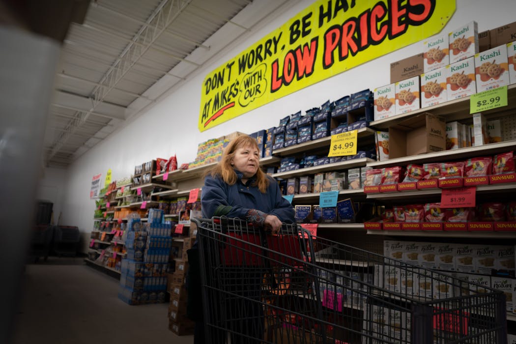 Roz Witkowski said shopping at Mike’s Discount Foods is cheaper than using her employee discount at the grocery store where she works part time.