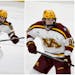 Matthew Knies, left, and Logan Cooley, right, have led the Gophers on a repeat trip to the Frozen Four. Now they are two of the three finalists for th