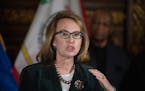 Former U.S. Rep. Gabrielle Giffords of Arizona spoke during a news conference on gun restrictions Thursday at the State Capitol.