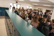 Students at Wayzata High School in Plymouth hardly use their lockers, opting to carry backpacks from class to class instead.