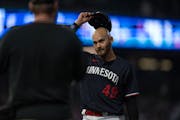 Twins pitcher Pablo López tipped his cap as he exited the game Tuesday after a strong outing.