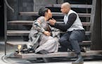 Regina Marie Williams plays Gertrude and Michael Braugher is Hamlet in Joseph Haj’s 60th anniversary production of “Hamlet” at the Guthrie Theat
