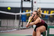 Gophers freshman Anet Koskel lunged for a ball during the Gophers Invitational earlier this season. 