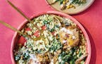 For a quick weeknight meal or a no-fuss Sunday supper, try Ras el Hanout Chicken with Chickpeas and Herbed Bulgur from “Leon: Big Salads” by Rebec