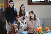 Mary Jo Katras, right, has been talking to her kids about money all their lives, including pictured daughters, Sophia, 16, and Josie, 14. Argos, the f