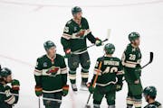 Players react to the Wild’s elimination from the playoffs after their Game 6 loss to Dallas. 