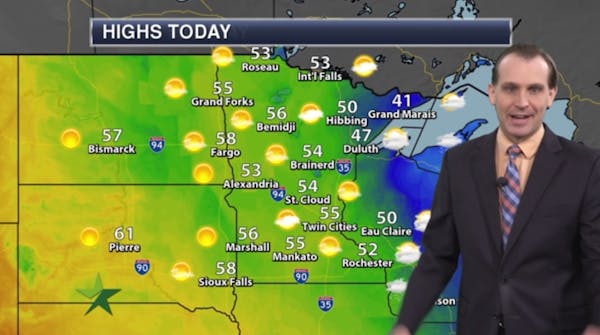 Morning forecast: Mostly sunny, windy; high 55