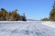A plowed ice road on Rainy Lake inside Voyageurs National Park. A preliminary proposal would limit non-snowmobiles from traveling beyond the park’s 
