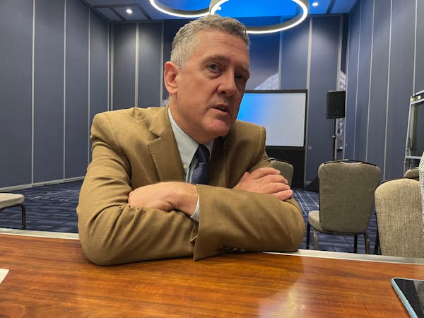 James Bullard, president of the Federal Reserve Bank of St. Louis, spoke to reporters after an appearance at the Economic Club of Minnesota on Friday.