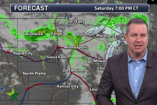 Evening forecast: Low of 57; mostly cloudy, with a couple of soaking showers possible
