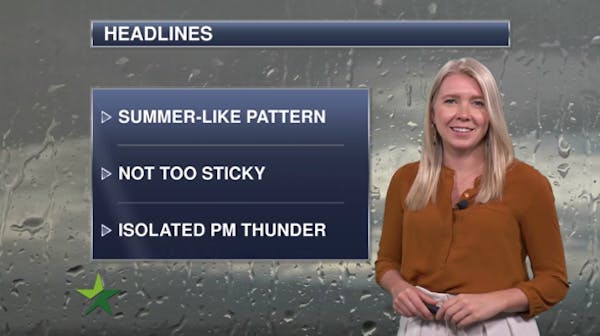 Evening forecast: Chance of showers and storms, low 54