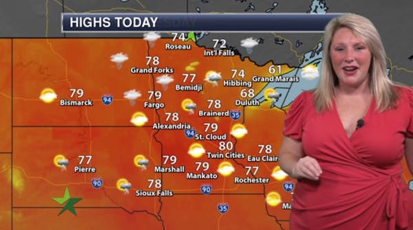 Morning forecast: Warm, high 80; chance of PM storms