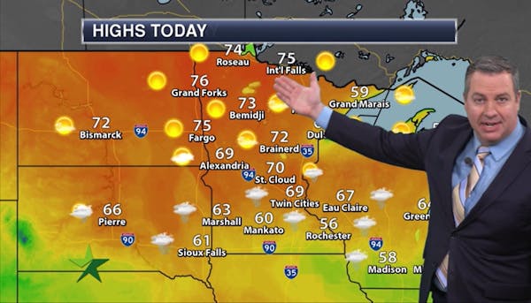 Afternoon forecast: Departing showers, high 69