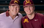 Former Gophers baseball star Mark Merila with his son, Boston, now playing at the U. Mark Merila is dealing with the return of a brain tumor that firs