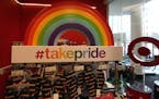 Pride-themed merchandise is displayed at the Target store on Nicollet Mall in Minneapolis in 2016.