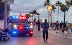 Police respond to a shooting near the Hollywood Beach Broadwalk in Hollywood, Fla., Monday evening, May 29, 2023. 