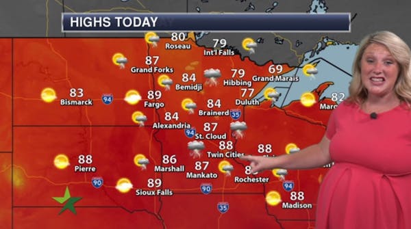 Morning forecast: Warm, chance of showers, storms; high 88