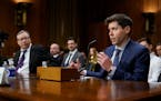 OpenAI CEO Sam Altman speaks before the Senate Judiciary Subcommittee on Privacy, Technology and the Law on May 16. Also testifying at the hearing wer