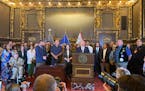 Ahead of marijuana legalization bill signing, Gov. Tim Walz said “prohibition has not worked.” He praised former Gov. Jesse Ventura — pictured t