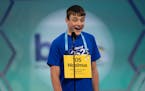 Maximus Katsoulis, 14, from Bemidji, Minn., competes during the Scripps National Spelling Bee, Tuesday, May 30, 2023, in Oxon Hill, Md.