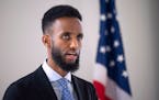 Minneapolis City Council candidate Nasri Warsame spoke at a news conference May 17, days after chaos erupted at a Democratic convention.