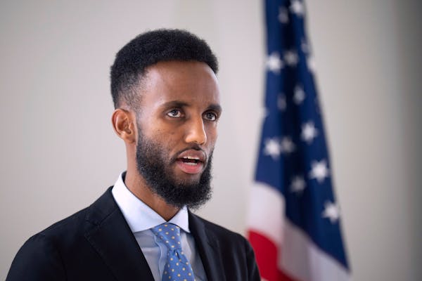 Minneapolis City Council candidate Nasri Warsame spoke at a news conference May 17, days after chaos erupted at a Democratic convention.