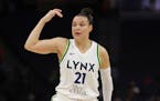 Guard Kayla McBride (shown against the Chicago Sky in a May 19 game) scored a team-high 18 points in the Lynx’s 94-89 loss in Dallas on Tuesday nigh