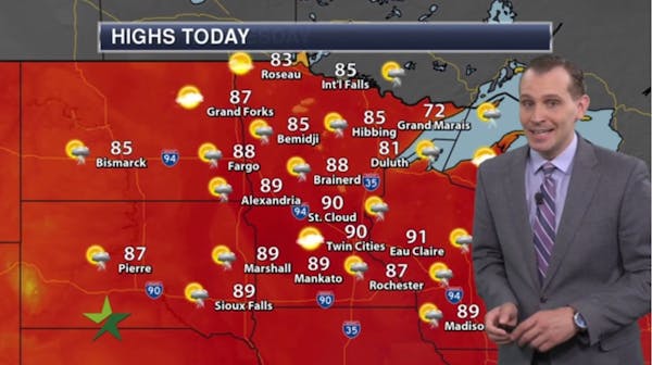 Morning forecast: Warm, high 90; chance of isolated storms