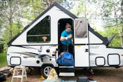 Holly Watson-Wetzel packed up the inside of her A-frame camper at Moose Lake State Park.