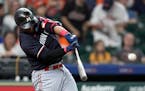 The Twins’ Donovan Solano delivered a two-run single against the Astros in the third inning Wednesday. Solano drove in a total of four runs in the T