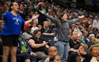 Minnesota Lynx fans voice frustration after a foul called against their team during the second half of a game against the Atlanta Dream Tuesday, May 2