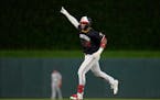 Minnesota Twins' Royce Lewis (23) runs the bases after hitting a two-run home run against the Cleveland Guardians during the eighth inning of a baseba