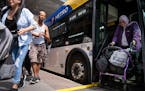 The Metro D Line rapid bus made a stop Friday at 8th Street and Nicollet Mall in downtown Minneapolis, headed toward the Mall of America.