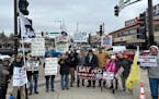 Antiwar protesters held a demonstration last month in St. Paul opposing U.S. aid to Ukraine.