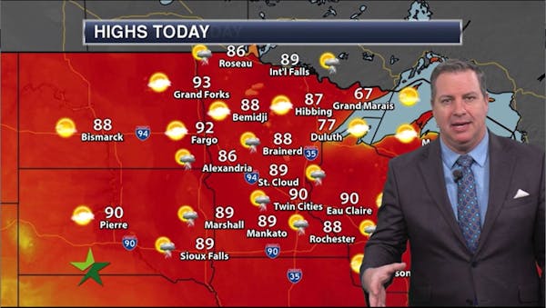 Morning forecast: High of 90; chance of storms