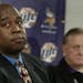 Reggie Fowler sat at a news conference with Red McCombs in 2005 after it was announced Fowler was reaching a deal to buy the Vikings. The deal fell th