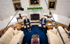 President Joe Biden and House Speaker Kevin McCarthy, R-Calif., met in the Oval Office in May during debt ceiling negotiations.