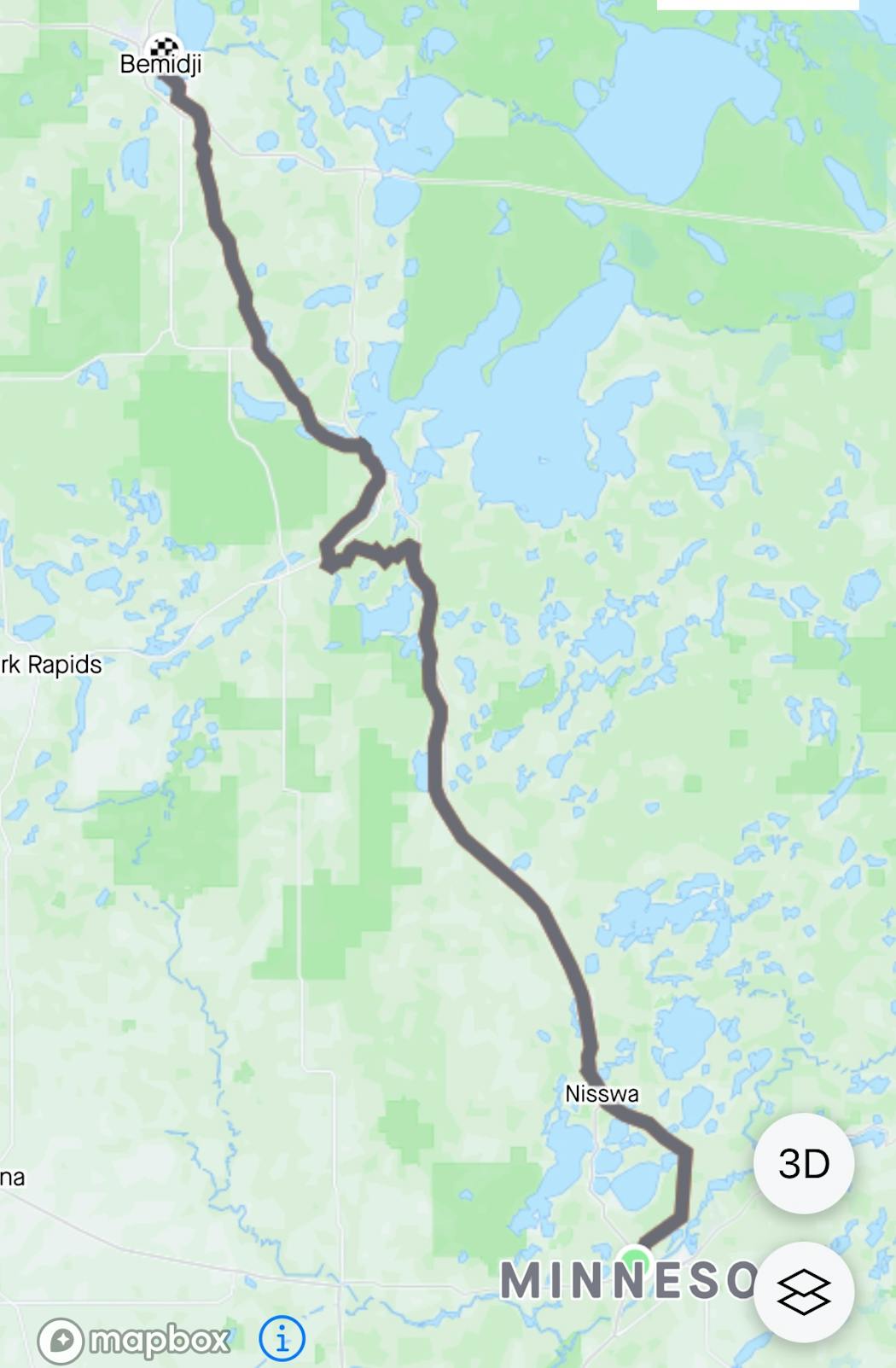 The path of the long, long scooter trip.