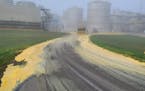 The spilled beer mash shown here at the Denco II ethanol plant in Morris in 2021 was among multiple violations that led to a $250,000 pollution fine.
