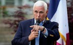 Former Vice President Mike Pence speaks to local residents during a meet and greet, May 23, 2023, in Des Moines, Iowa. 