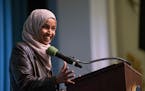 U.S. Rep. Ilhan Omar spoke at a town hall May 2 at Edison High School in Minneapolis.