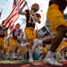 The Gophers football team (shown taking the field at Huntington Bank Stadium against Purdue in 2022) will have Big Ten home games against Iowa, Northw