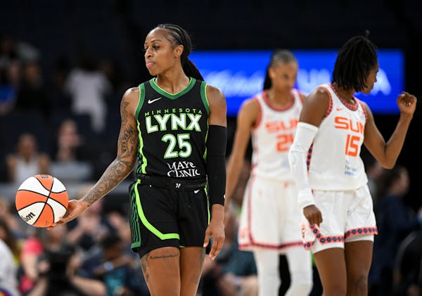 Lynx guard Tiffany Mitchell dropped the ball to the court during their last home game, June 1 vs. the Connecticut Sun. The Lynx host the Indiana Fever