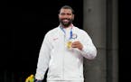 Gable Steveson wore his gold medal at the Olympics two years ago in Japan.
