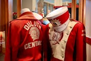 Duluth Central High School uniforms are displayed at a new summer exhibit at the Duluth Depot.  