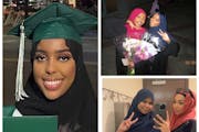 The five killed were: Sabiriin Ali, 17, at left; Sahra Gesaade, 20, and Salma Abdikadir, 20, upper right; and Sagal Hersi, 19, and Siham Adam, 19, low