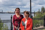 U.S. Sen. Amy Klobuchar speaks at a news conference Wednesday in Duluth, along with Mayor Emily Larson, to announce $8 million in federal funding for 