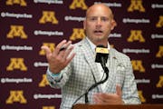 Gophers coach P.J. Fleck addressed the media after the start of training camp Monday at the Athletes Village.