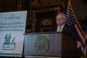 Gov. Tim Walz spoke about the rebate checks in an August news conference in St. Paul.